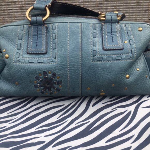RARE COACH Ltd Edition Vintage Y2K Solo Mia Blue Denim Satchel/Coin  Wristlet - Picture 4 of 10